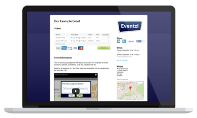 Online event registration and ticketing service